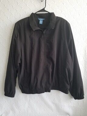 Koret Sport Jacket Black Full Zip Pockets Windbreaker Lined Men's XL